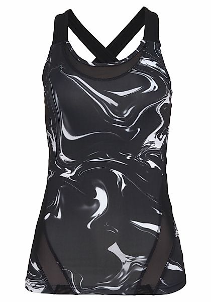 LASCANA ACTIVE Funktionsshirt "Marble", mit gekreuzten Trägern und Mesheins günstig online kaufen