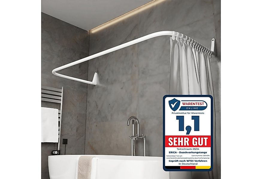 Erica Duschvorhangstange L-form & U-form - 4-in-1 für Badewanne oder Dusche günstig online kaufen