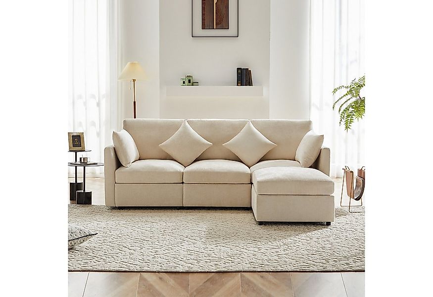 OKWISH Sofa Modernes Chenille-Ecksofa,L-förmiges Ecksofa, Modernes Chenille günstig online kaufen