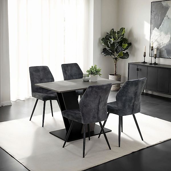 HELA "ELBE" Set, 5 tlg. tlg. Essgruppe, Säulentisch, 4-Fußstuhl 360 drehbar günstig online kaufen