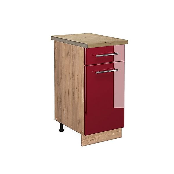 Vicco Küchenunterschrank Fame-Line Bordeaux Hochglanz/Goldkraft Eiche 40 cm günstig online kaufen