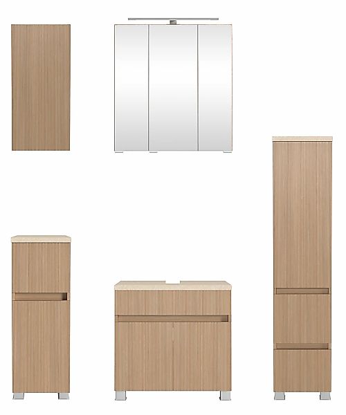 welltime Badmöbel-Set "EIXO, 5tlg.-Set: Spiegelschrank, Unterbeckenschrank günstig online kaufen