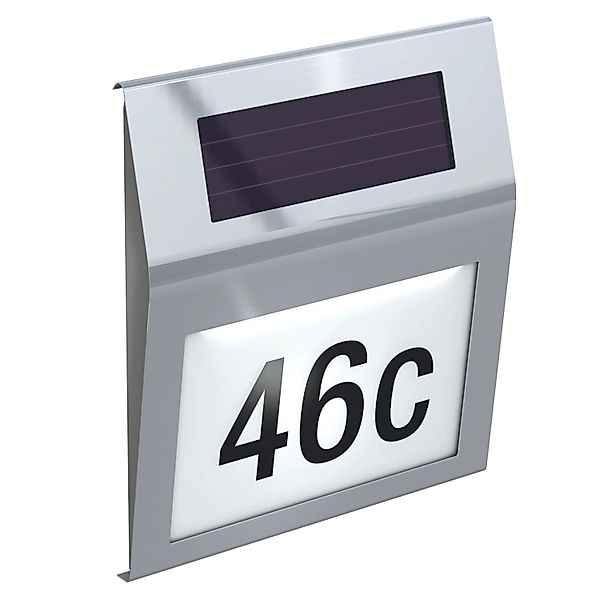 Basi - Solar-Hausnummer - SHN 200 - Edelstahl - 2 weiße LEDs - Solarbetrieb günstig online kaufen