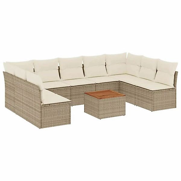 vidaXL 10-tlg Garten-Sofagarnitur mit Kissen Beige Poly Rattan Modell 121 günstig online kaufen