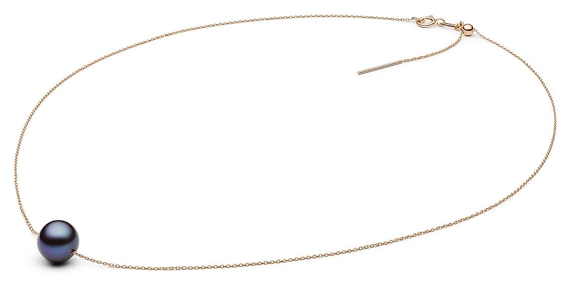Gaura Pearls Perlenkette echte schwarze Süßwasserzuchtperle 8-9 mm, 585 Ros günstig online kaufen