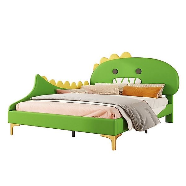 HAUSS SPOLE Kinderbett 140x200cm Cartoon Dinosaurier Form, Flachbett, PU Ma günstig online kaufen