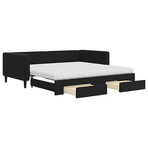 vidaXL Bett, Tagesbett Ausziehbar mit Schubladen Schwarz 100x200 cm Samt günstig online kaufen