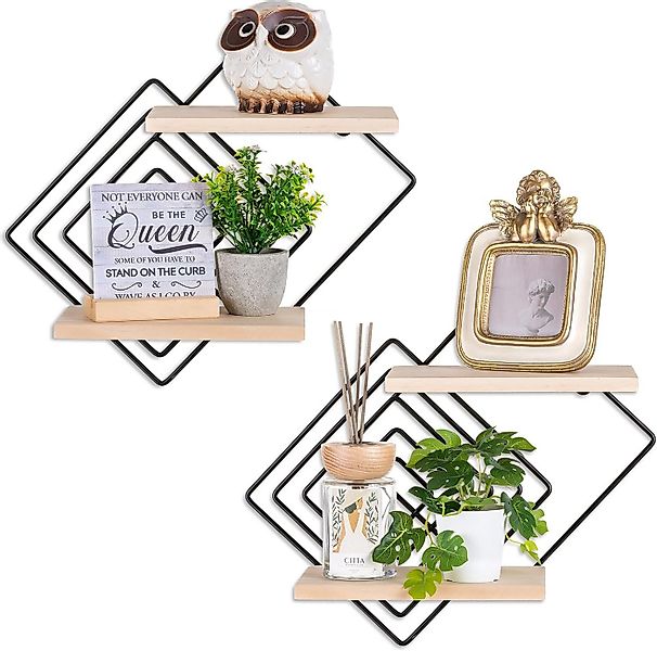 Holz Lichter Wandregal Schweberegal Holz, Küchenregal, Badregal 2 Ebenen Wa günstig online kaufen