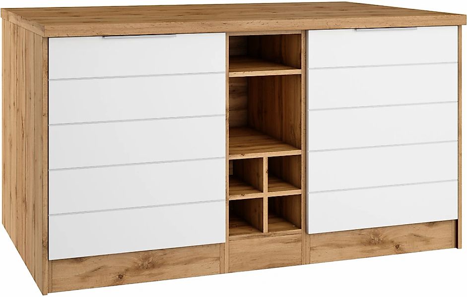 KOCHSTATION Kücheninsel "KS-Luhe, Breite 153 cm, mit Flaschenregal", MDF-Fr günstig online kaufen