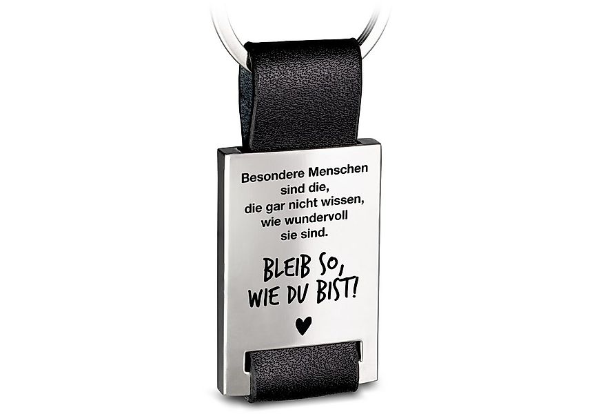 FABACH Schlüsselanhänger Rectangle aus Metall und Leder mit Gravur "Bleib s günstig online kaufen