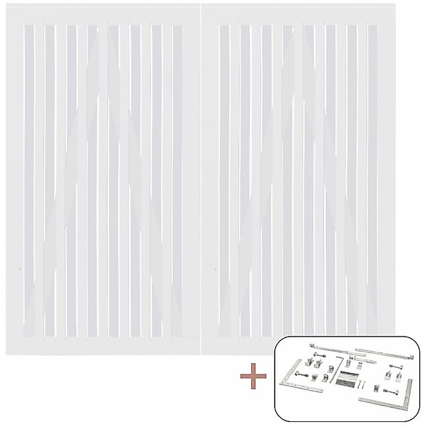 Plus Holz Doppeltor Nagano Nadelholz Weiß 200 cm x 180 cm günstig online kaufen