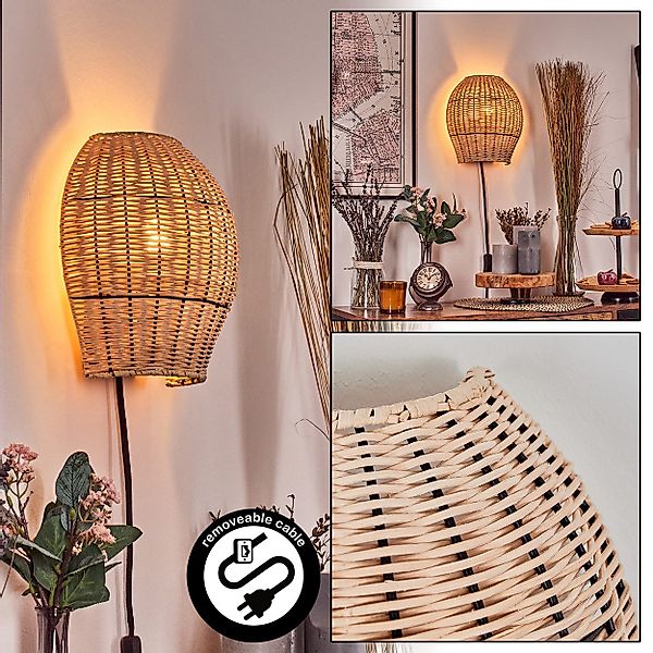 hofstein Wandleuchte Wandlampe aus Metall/Rattan in günstig online kaufen
