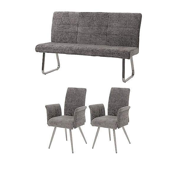 MCW Esszimmer-Set G55 2er-Set Stuhl mit Armlehne+Sitzbank 160cm 3-teilig St günstig online kaufen