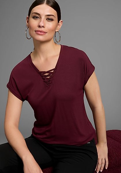 Bruno Banani T-Shirt, mit Schnürung im Ausschnitt - NEUE KOLLEKTION günstig online kaufen