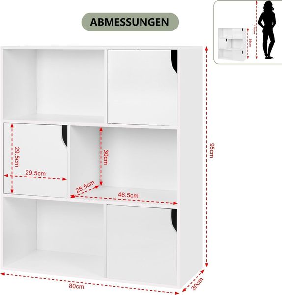 EUGAD Bücherregal, 1-tlg., Würfelregal mit Türen günstig online kaufen