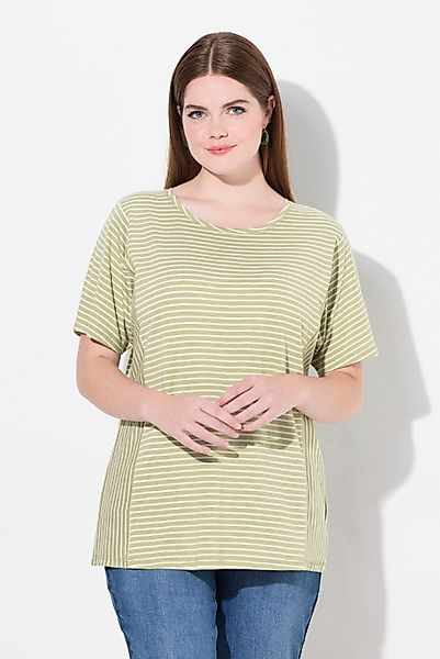Ulla Popken T-Shirt T-Shirt Streifenmix Rundhals günstig online kaufen