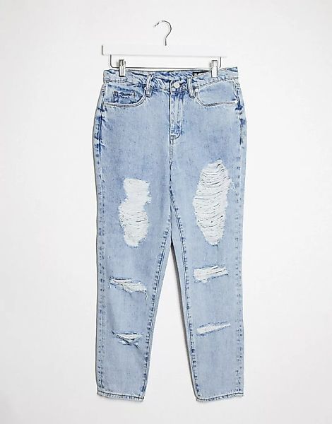 Blank NYC – Hellblaue Jeans in Used-Optik mit geradem Bein günstig online kaufen