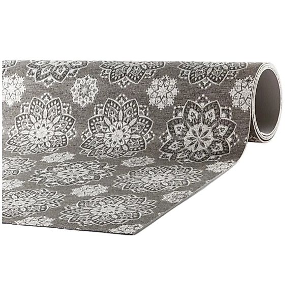 Peyer Syntex Mira Jacquard Teppich Blume Grafik Farbe Grau 138 x 220 cm günstig online kaufen