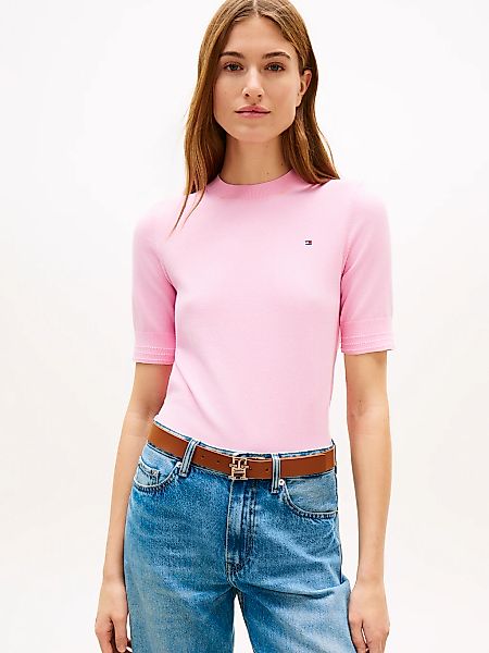 Tommy Hilfiger Kurzarmpullover "CO JERSEY FINE GG C-NK SS SWT" Baumwollmisc günstig online kaufen