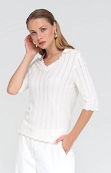 Passioni Strickpullover mit 3/4-Ärmeln in strahlendem Farbton günstig online kaufen