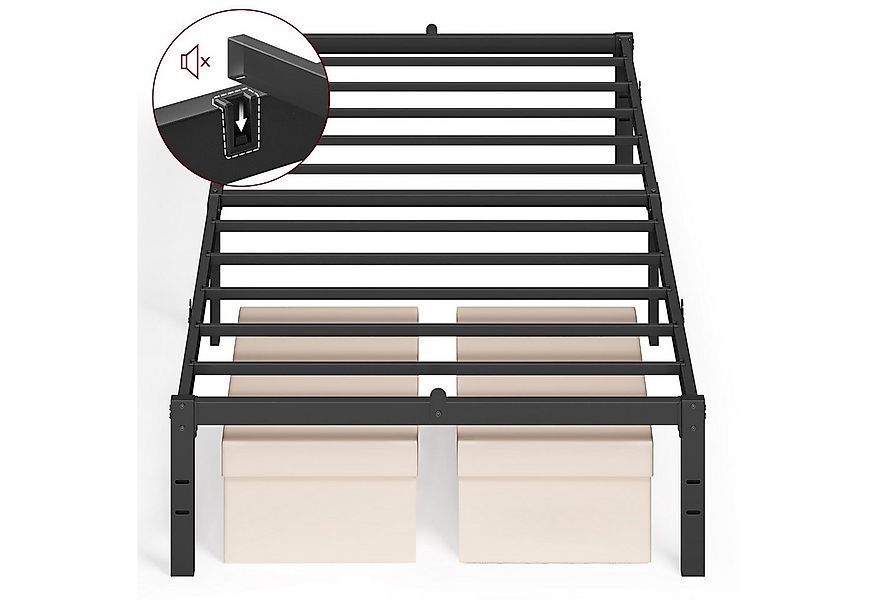 VASAGLE Bettgestell (90 x 200 cm, geräuscharm), Metallbett, Bettrahmen, hoc günstig online kaufen