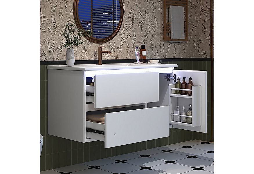 Flieks Waschtisch mit LED-Radarsensor Waschbeckenunterschrank inkl. Waschbe günstig online kaufen
