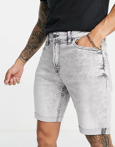 Bershka – Superenge Jeansshorts in Grau günstig online kaufen
