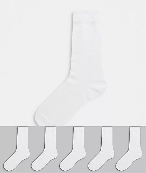 ASOS DESIGN – 5er Packung weiße Knöchelsocken – JETZT SPAREN! günstig online kaufen