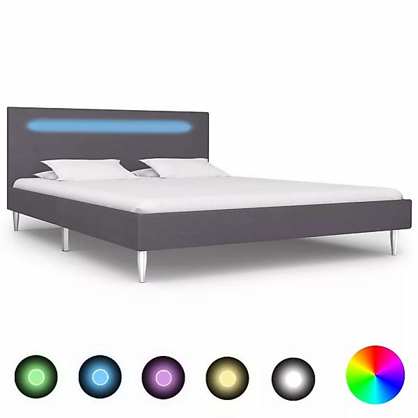 Bettgestell Mit Led Grau Stoff 140 X 200 Cm günstig online kaufen