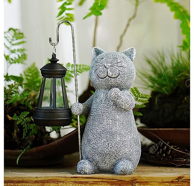 zggzerg LED Solarleuchte Solar Gartenfiguren, Katze Deko Gartenstatuen mit günstig online kaufen