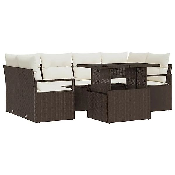 vidaXL Sofa Set mit Kissen 7-Tlg Braun Poly-Rattan 3348754 günstig online kaufen