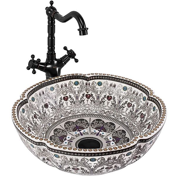 wohnwerk.idee Aufsatzwaschbecken Waschbecken Vintage Blau Orientalisch günstig online kaufen
