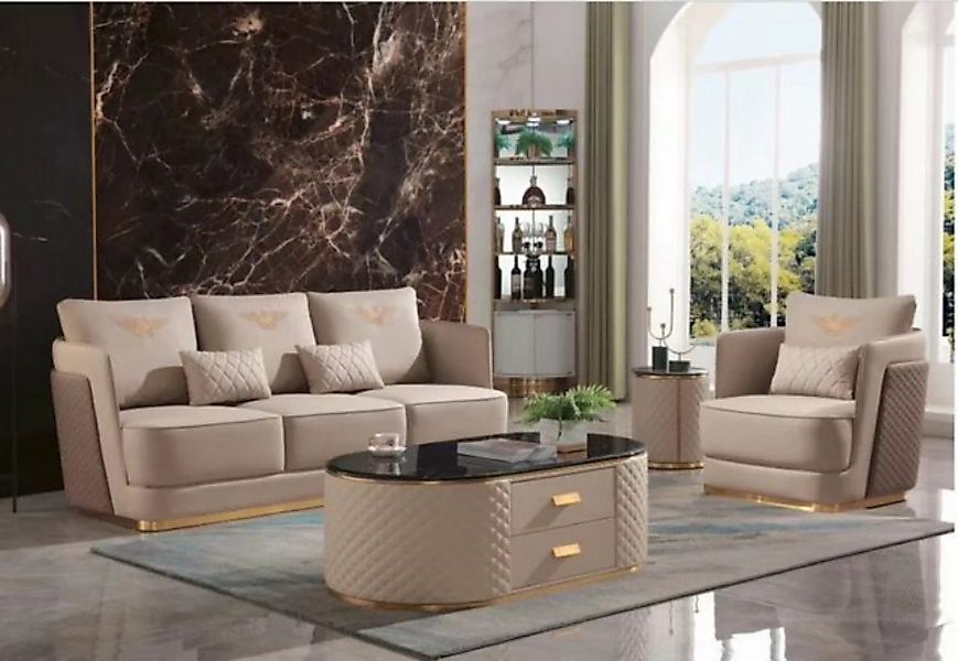 JVmoebel Sofa Sofagarnitur 3+1 Sitzer Klassische Garnituren Leder Sofas Cou günstig online kaufen
