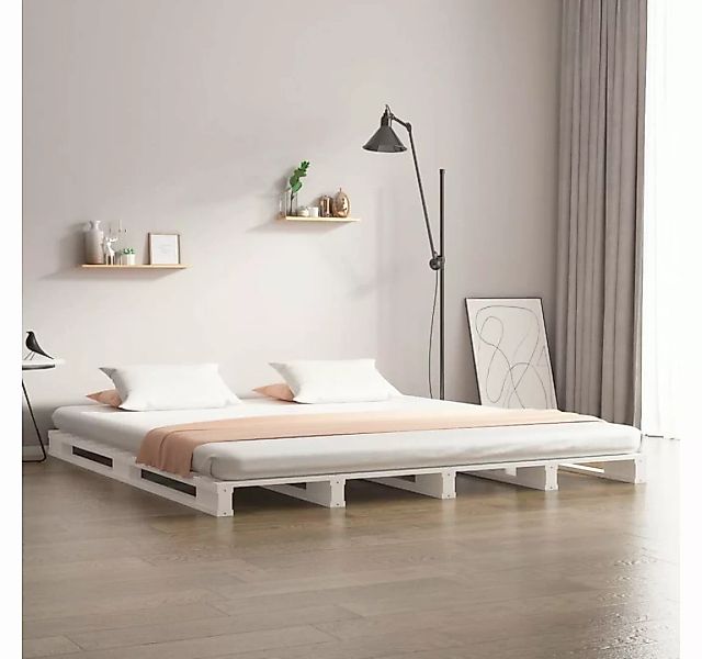 furnicato Bett Palettenbett Weiß 120x190 cm Massivholz Kiefer günstig online kaufen