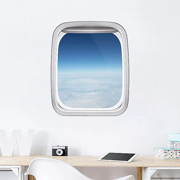 3D Wandtattoo Fenster Flugzeug Wolkendecke günstig online kaufen