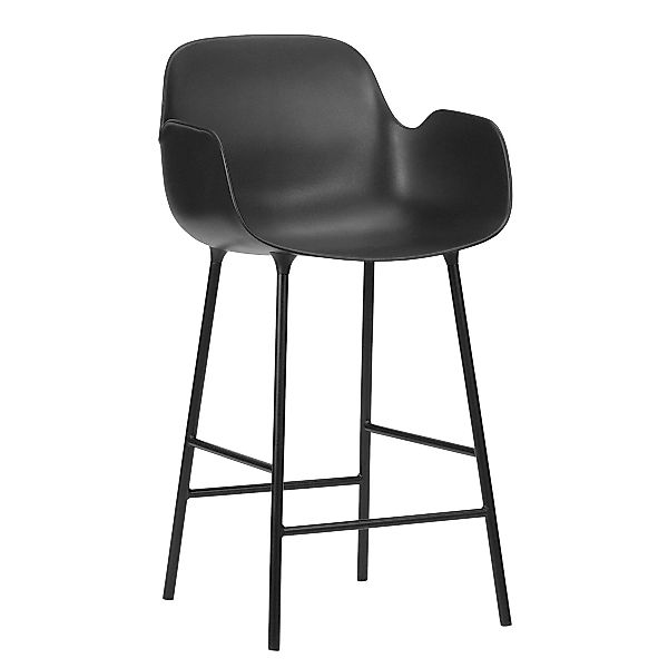 Normann Copenhagen - Form Bararmlehnstuhl Gestell Stahl 65cm - schwarz/Sitz günstig online kaufen