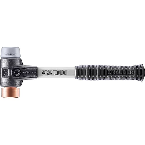Halder Simplex Schonhammer Ø 40 mm TPE-mid Grau   Kupfer mit Verstärktem Te günstig online kaufen