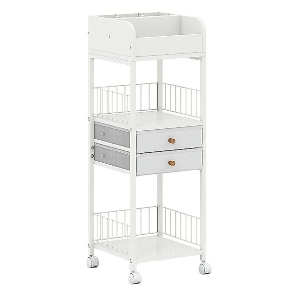 Costway Makeup Aufbewahrungswagen 30 x 30 x 90 cm mit Schubladen Weiß günstig online kaufen