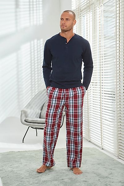 H.I.S Pyjama 1 Stück, 2 tlg. Schlafanzug in langer Form mit Webhose günstig online kaufen