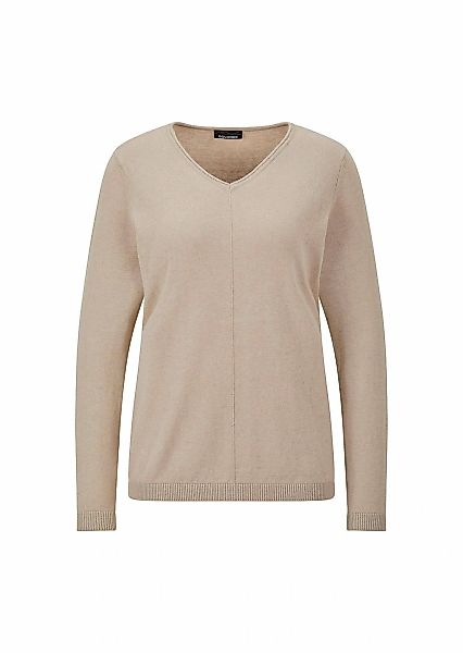 GOLDNER Rundhalspullover "Kurzgröße Baumwollpullover mit V-Ausschnitt" mit günstig online kaufen