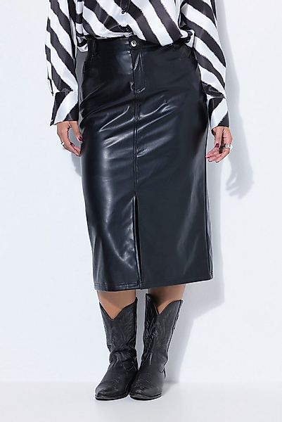 Studio Untold Jeansrock Lederoptik-Rock A-Line Midilänge Gehschlitz vorne günstig online kaufen