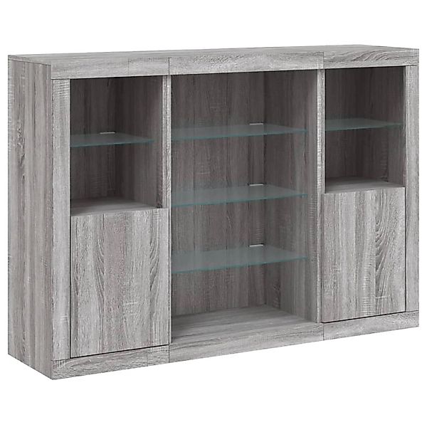 vidaXL Sideboards mit LED-Leuchten 3 Stk Grau Sonoma Holzwerkstoff 3209133 günstig online kaufen