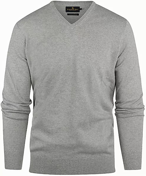 Steppin' Out Pullover Cotton Cashmere V-Ausschnitt Melange Grau - Größe XXL günstig online kaufen