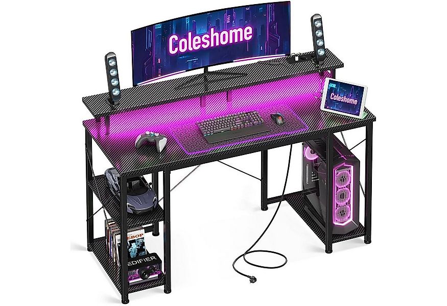 LuxusKollektion Gamingtisch Gaming Tisch LED-Beleuchtung 2 Steckdosen 2 USB günstig online kaufen