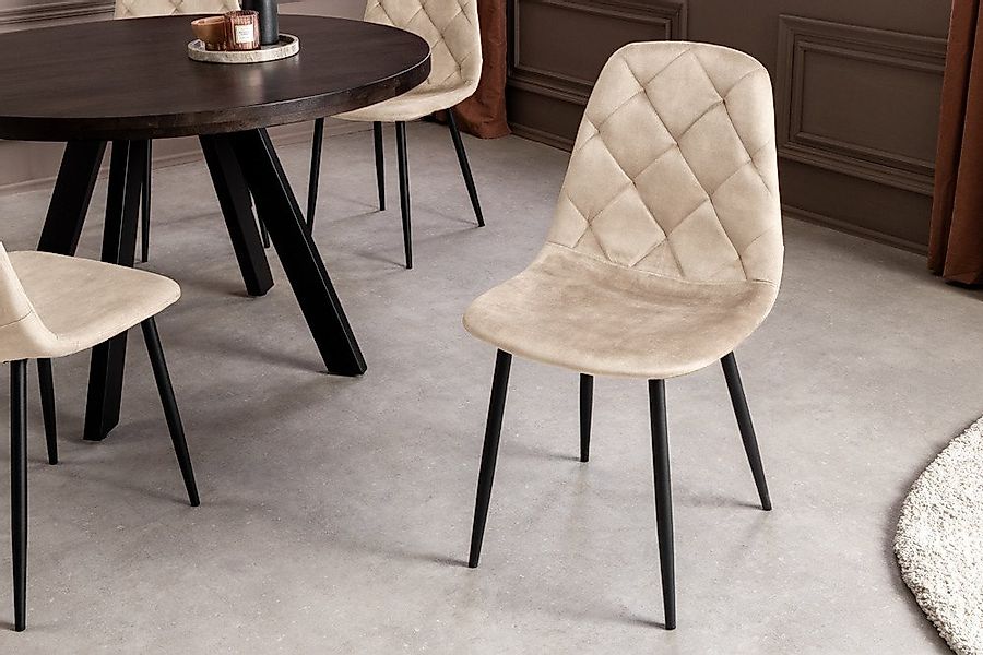riess-ambiente Esszimmerstuhl GLAMM champagner beige/schwarz - Samt, Metall günstig online kaufen