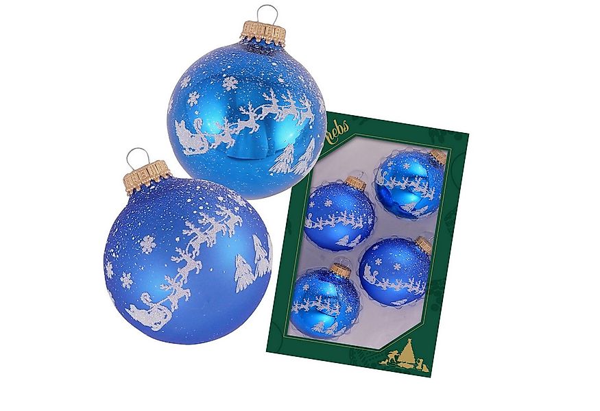 Krebs Glas Lauscha Weihnachtsbaumkugel 4er Set - Heiligabend im Dorf - ca. günstig online kaufen