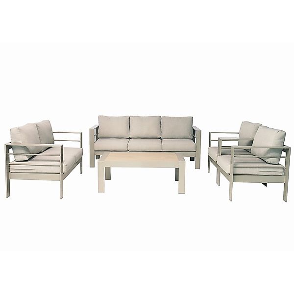MeXo Gartenmöbel Set aus Aluminium Loungeset für 7 Personen Beige günstig online kaufen
