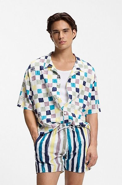 HUGO Badehose DINO mit Label-Detail, Streifen-Dessin günstig online kaufen