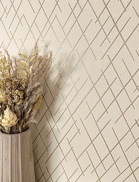 Newroom Vliestapete Saira Beige Tapete Mustertapete Linien,Striche,Leicht g günstig online kaufen