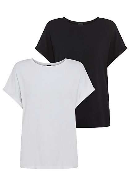 Laura Scott CURVE T-Shirt, (2 tlg.), mit modischem Ärmelaufschlag - GROSSE günstig online kaufen